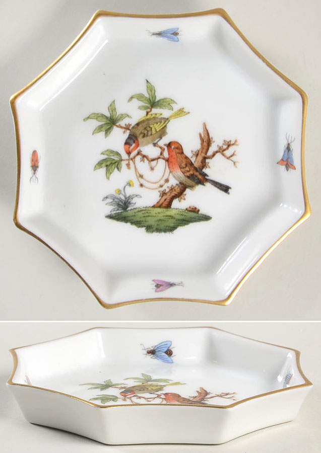 Rothschild Bird (RO) Octagonal Ashtray by Herend-1