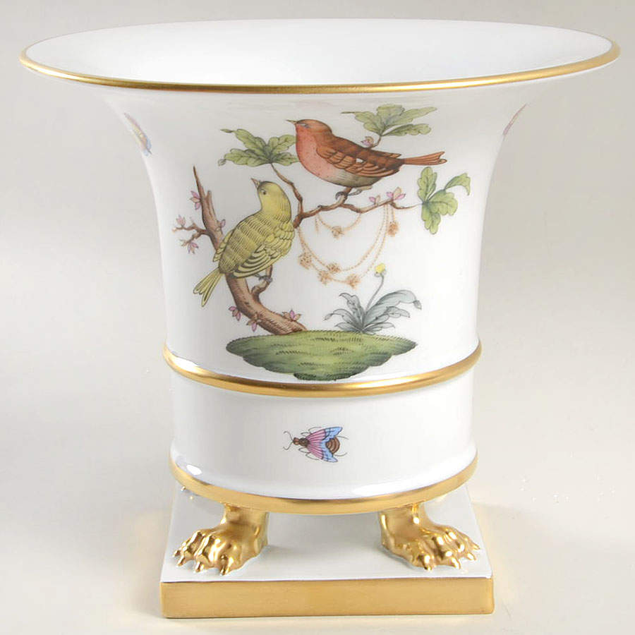 Rothschild Bird (RO) 7" Claw Footed Urn Vase by Herend-1