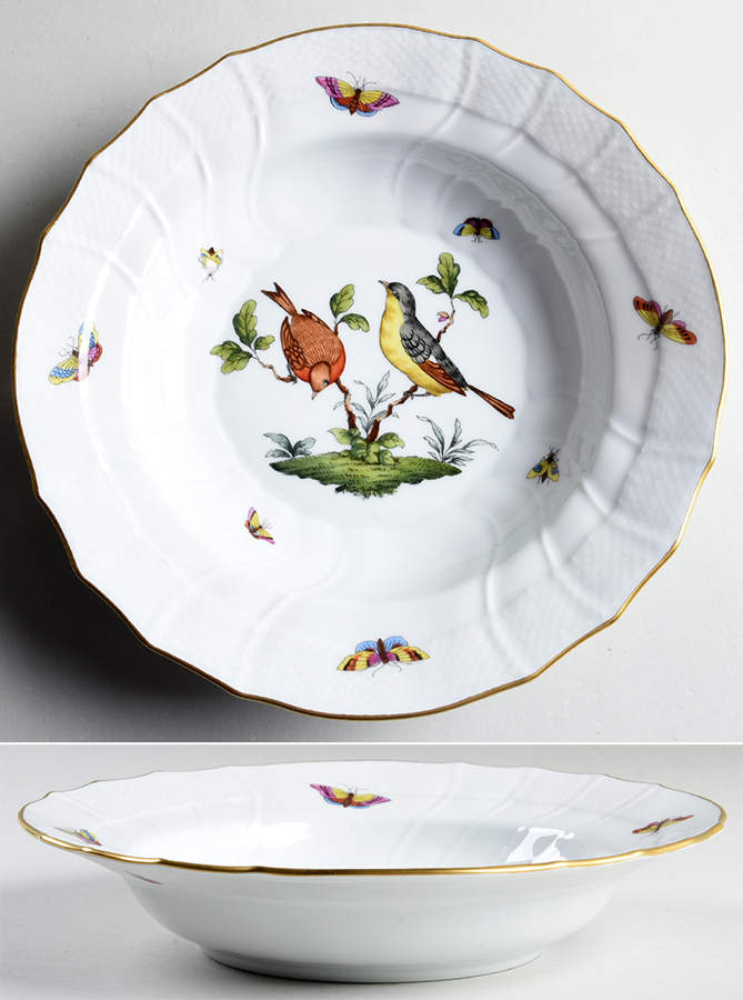 Rothschild Bird (RO) Large Rim Soup Bowl by Herend-1
