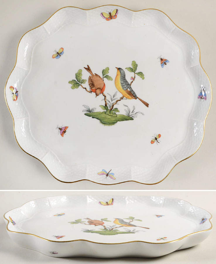 Rothschild Bird (RO) 11" Oblong Tray by Herend-1