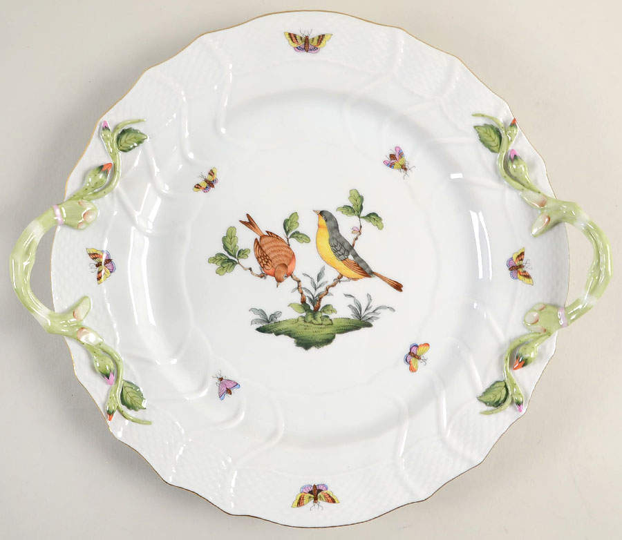 Rothschild Bird (RO) 12" Handled Chop Plate (Round Platter) by Herend-1