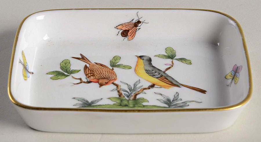 Rothschild Bird (RO) 3" Rectangular Ashtray by Herend-1