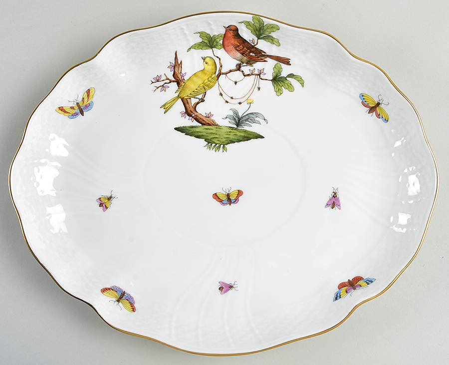 Rothschild Bird (RO) 10" Oval Dish by Herend-1