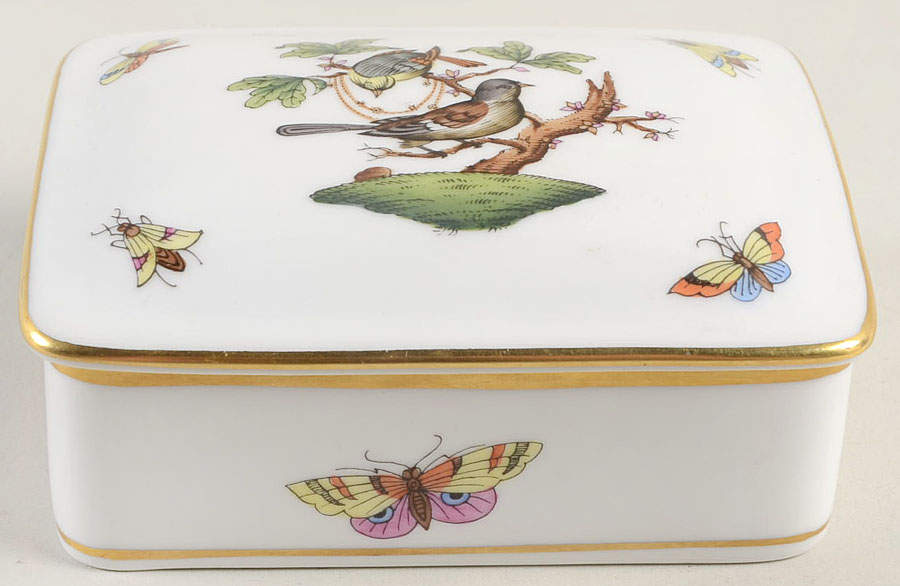 Rothschild Bird (RO) Cigarette Box & Lid by Herend-1
