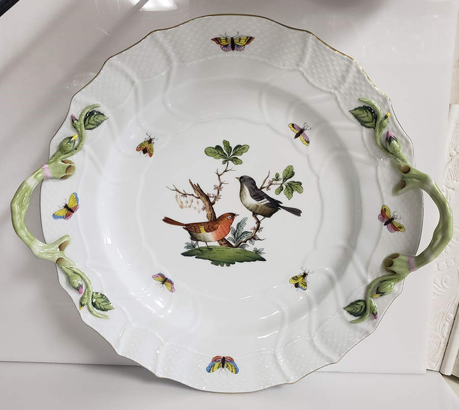 Rothschild Bird (RO) 12" Handled Chop Plate (Round Platter) by Herend-1