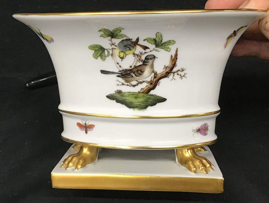 Rothschild Bird (RO) 4" Oval Clawfooted Urn by Herend-1