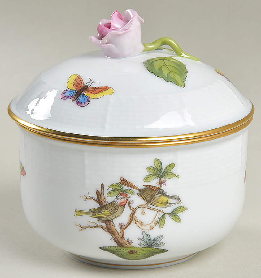 Rothschild Bird (RO) Sugar Bowl & Lid by Herend-1