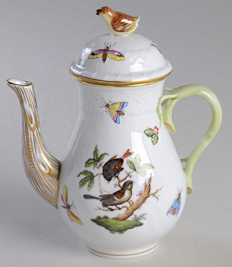 Rothschild Bird (RO) Individual Coffee Pot & Lid by Herend-1