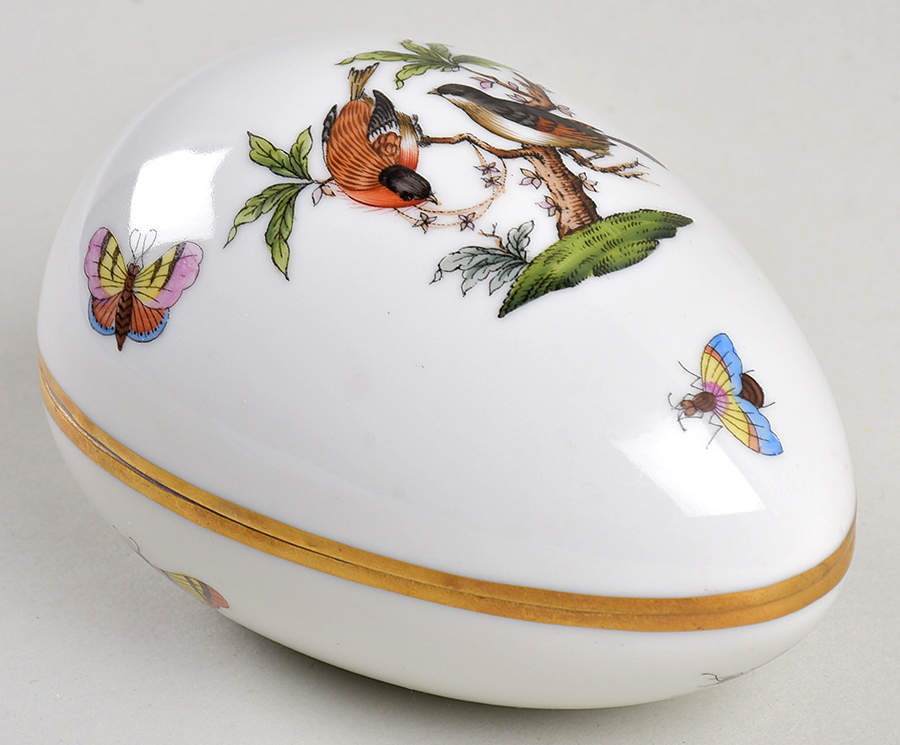 Rothschild Bird (RO) 4" Egg Box & Lid by Herend-1