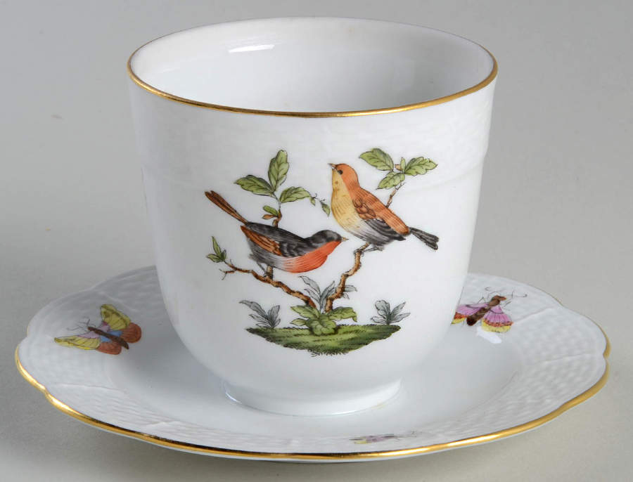 Rothschild Bird (RO) Jam/Jelly w/Attached Underplate No Lid by Herend-1