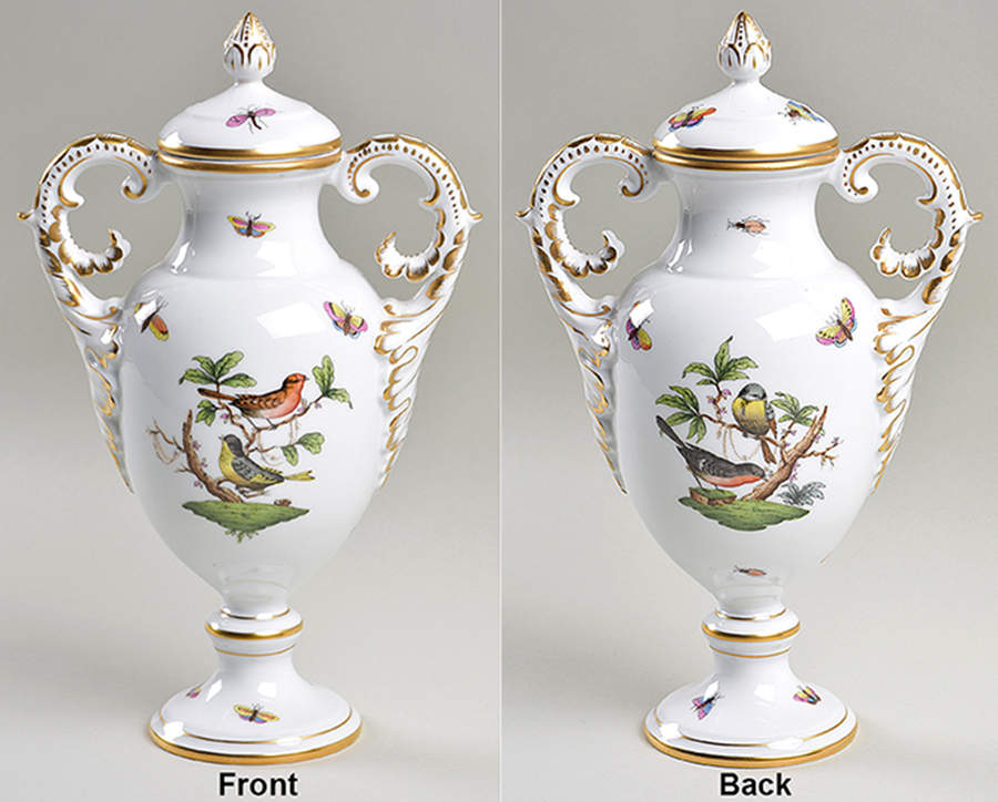 Rothschild Bird (RO) 10" Footed Urn with Lid by Herend-1