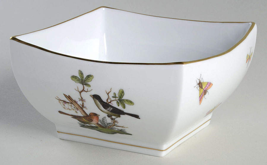 Rothschild Bird (RO) 5" Square Bowl by Herend-1