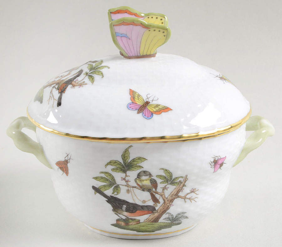 Rothschild Bird (RO) 4" Oval Bon Bon & Lid by Herend-1