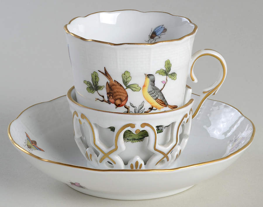 Rothschild Bird (RO) Trembleuse Cup & Saucer Set by Herend-1
