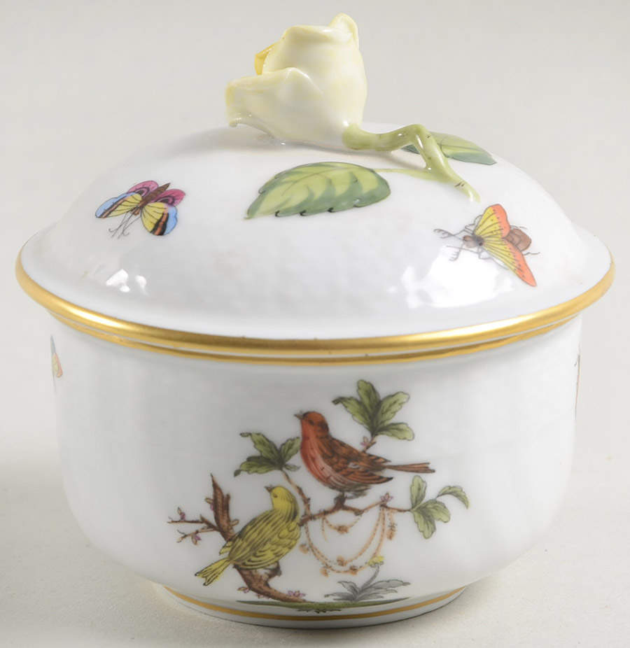Rothschild Bird (RO) Mini Sugar Bowl & Lid by Herend-1