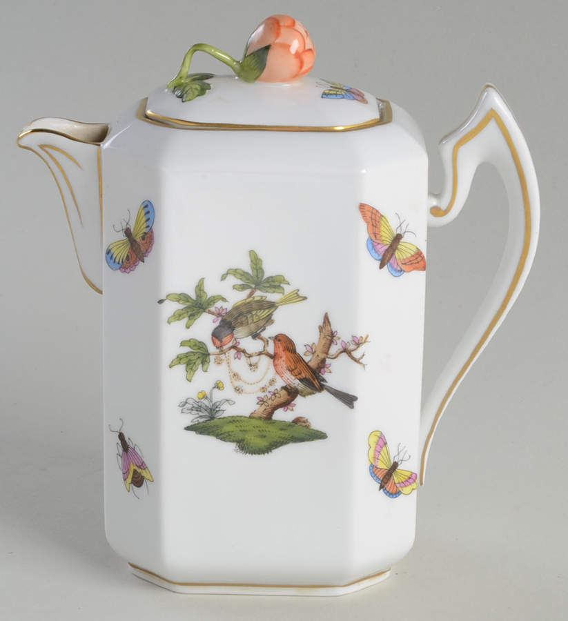 Rothschild Bird (RO) Mini Coffee Pot & Lid by Herend-1