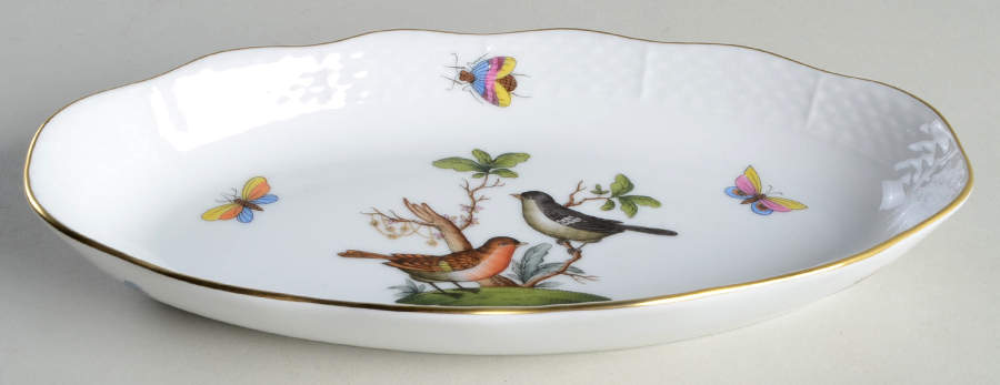 Rothschild Bird (RO) 8" Oval Tray by Herend-1