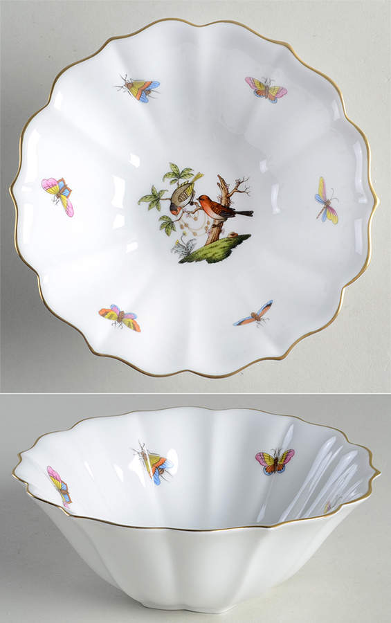 Rothschild Bird (RO) 6" Round Fluted Bowl by Herend-1