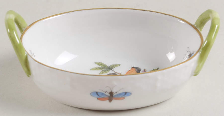 Rothschild Bird (RO) 2" Small Oval Handled Basket by Herend-1