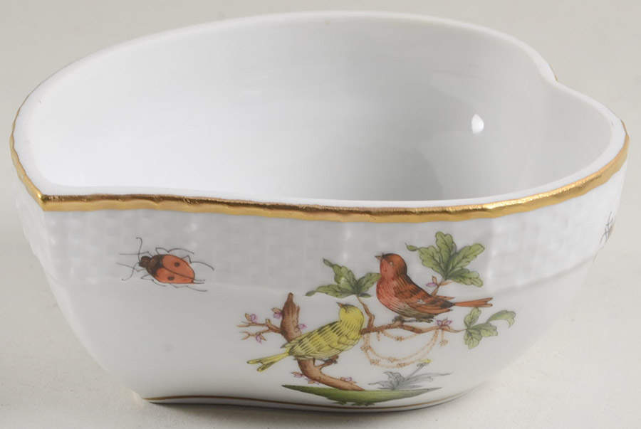 Rothschild Bird (RO) 3" Heart Shape Box No Lid by Herend-1