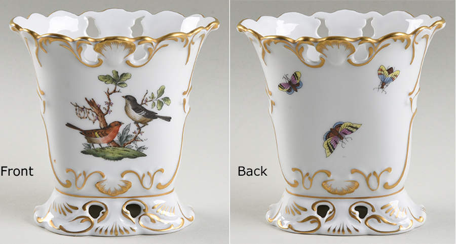 Rothschild Bird (RO) 4" Oval Vase by Herend-1