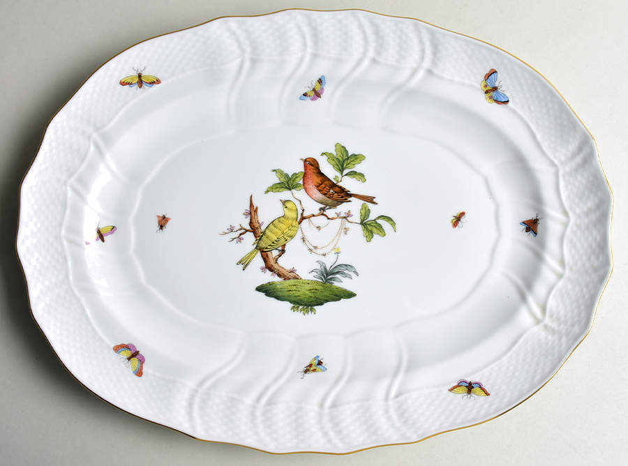 Rothschild Bird (RO) 15" Oval Serving Platter by Herend-1