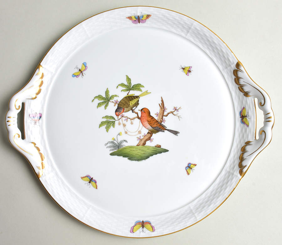 Rothschild Bird (RO) 11" Round Handled Tray by Herend-1
