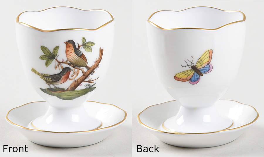 Rothschild Bird (RO) Egg Cup with Attached Underplate by Herend-1