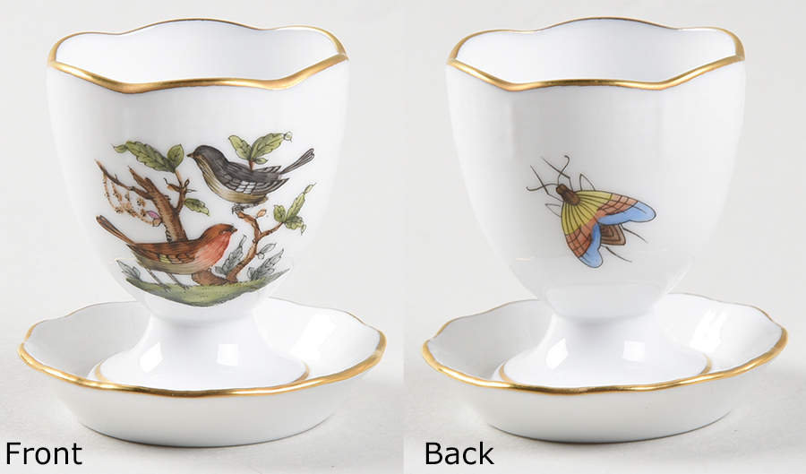 Rothschild Bird (RO) Egg Cup with Attached Underplate by Herend-1