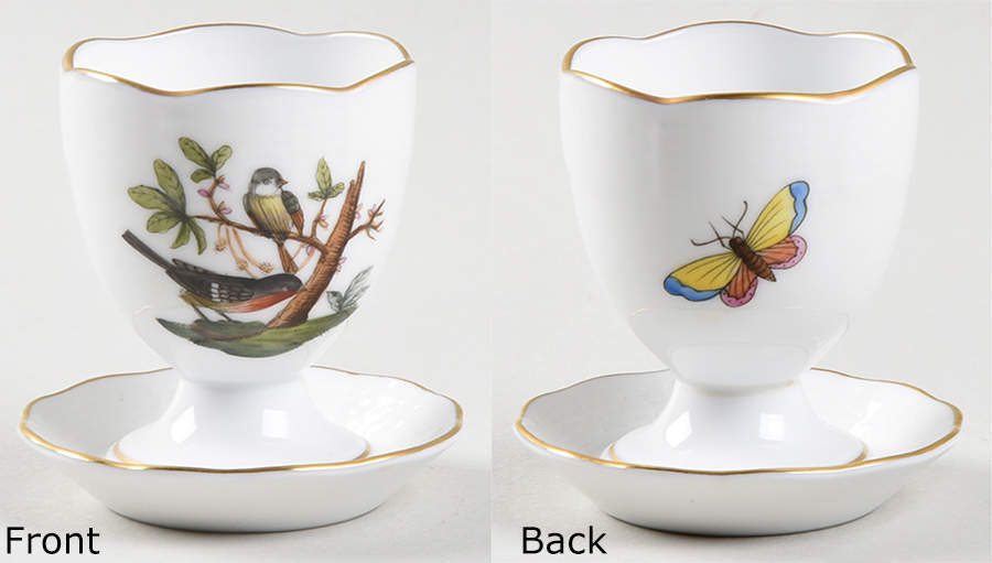 Rothschild Bird (RO) Egg Cup with Attached Underplate by Herend-1