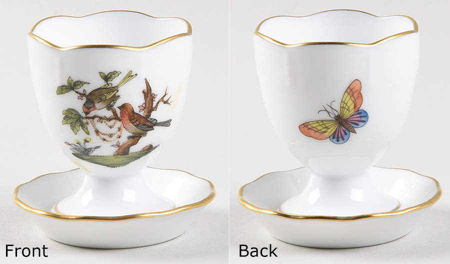 Rothschild Bird (RO) Egg Cup with Attached Underplate by Herend-1