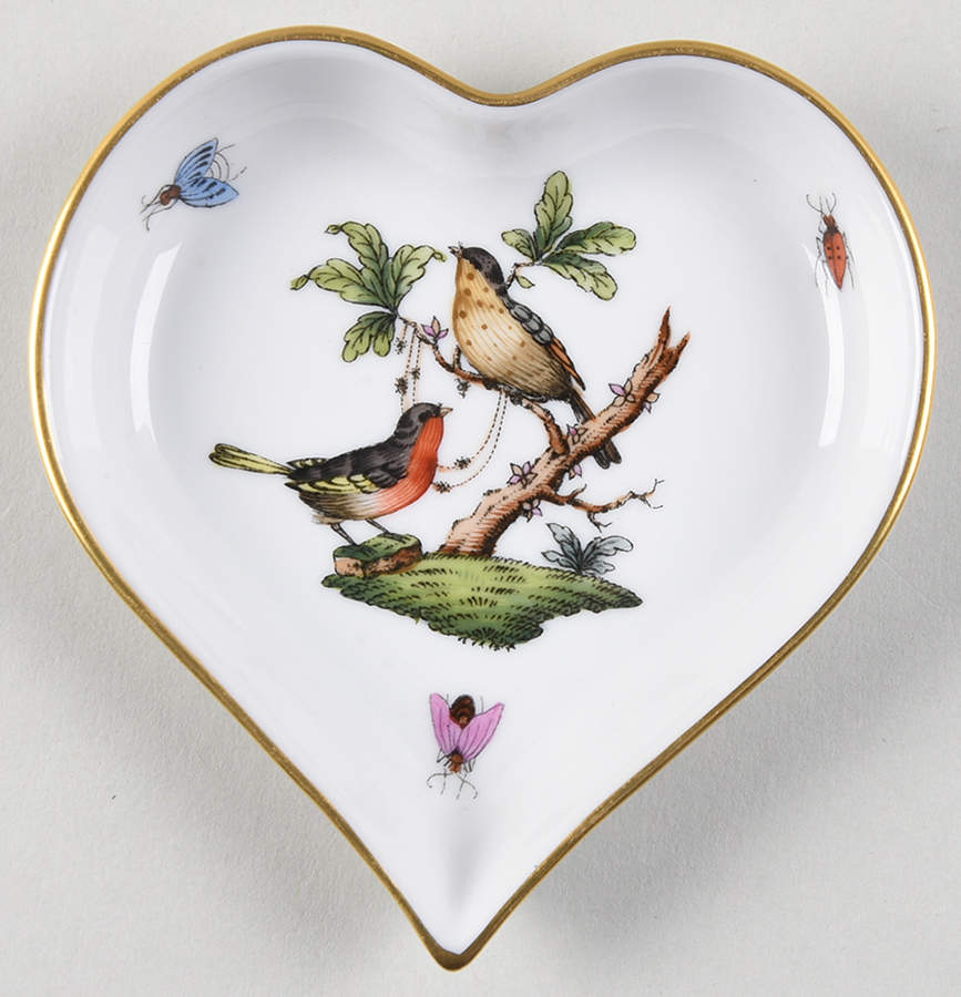 Rothschild Bird (RO) Heart Shaped Tray by Herend-1