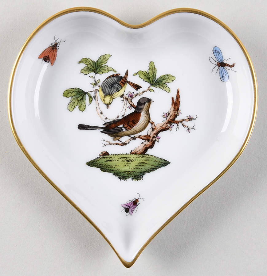 Rothschild Bird (RO) Heart Shaped Tray by Herend-1
