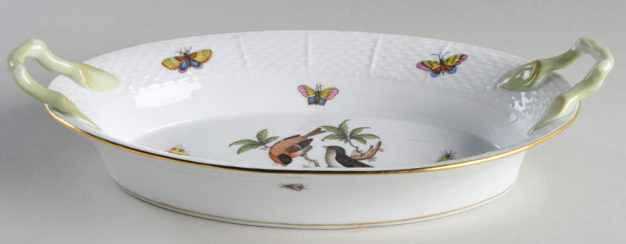 Rothschild Bird (RO) Oval Handled Bread Dish by Herend-1