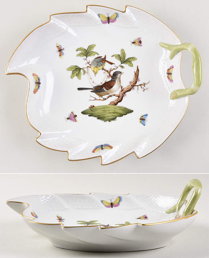 Rothschild Bird (RO) 9" Leaf Dish by Herend-1