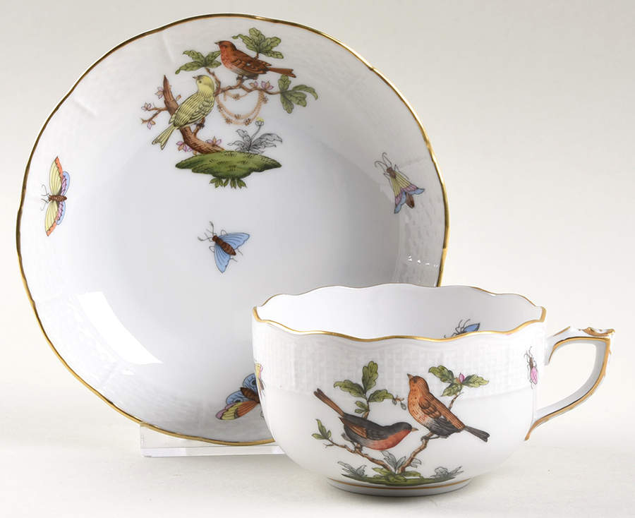 Rothschild Bird (RO) Flat Cup & Saucer Set by Herend-1