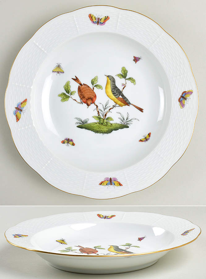 Rothschild Bird (RO) Large Rim Soup Bowl by Herend-1