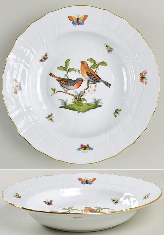 Rothschild Bird (RO) Large Rim Soup Bowl by Herend-1
