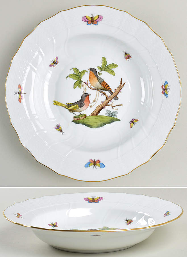 Rothschild Bird (RO) Large Rim Soup Bowl by Herend-1