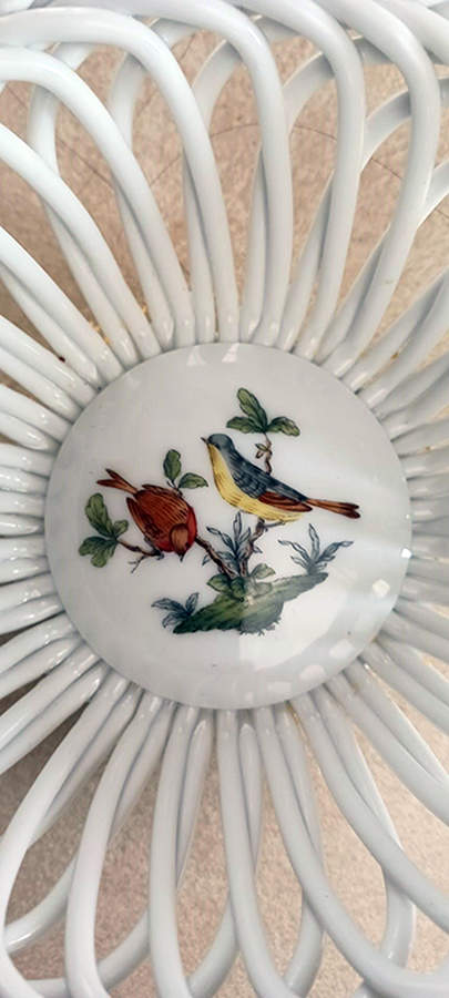 Rothschild Bird (RO) 5" Round Open Weave Basket by Herend-1