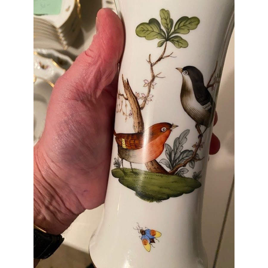 Rothschild Bird (RO) 8" Flared Vase by Herend-1