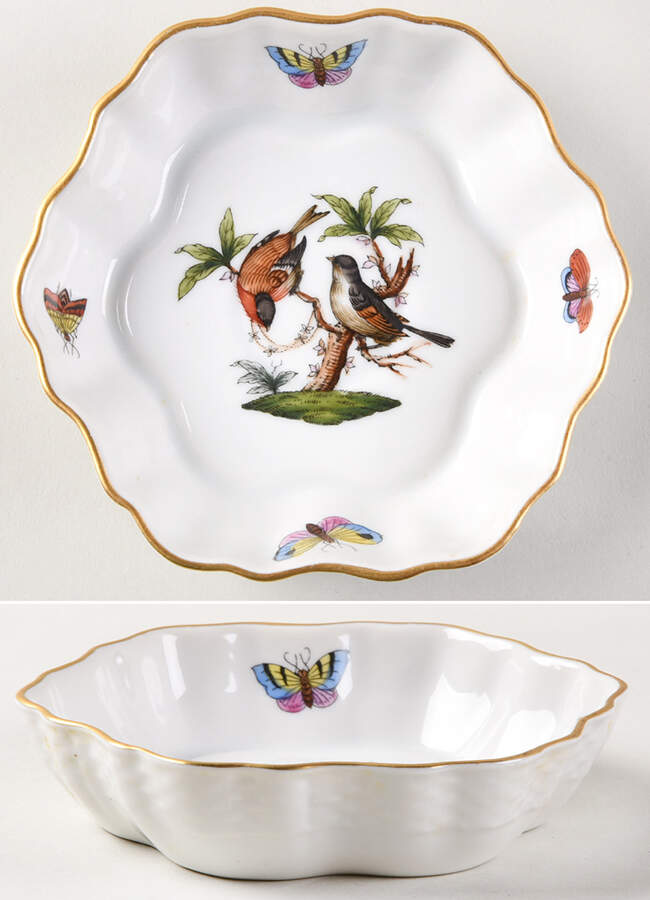 Rothschild Bird (RO) 4" Round Scalloped Dish by Herend-1