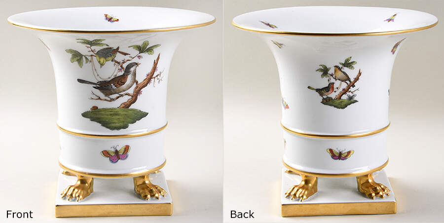 Rothschild Bird (RO) 7" Claw Footed Urn Vase by Herend-1