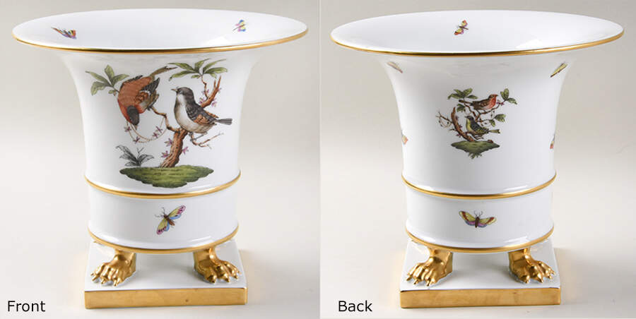 Rothschild Bird (RO) 7" Claw Footed Urn Vase by Herend-1