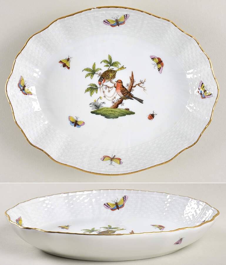 Rothschild Bird (RO) 8" Oval Vegetable Bowl by Herend-1