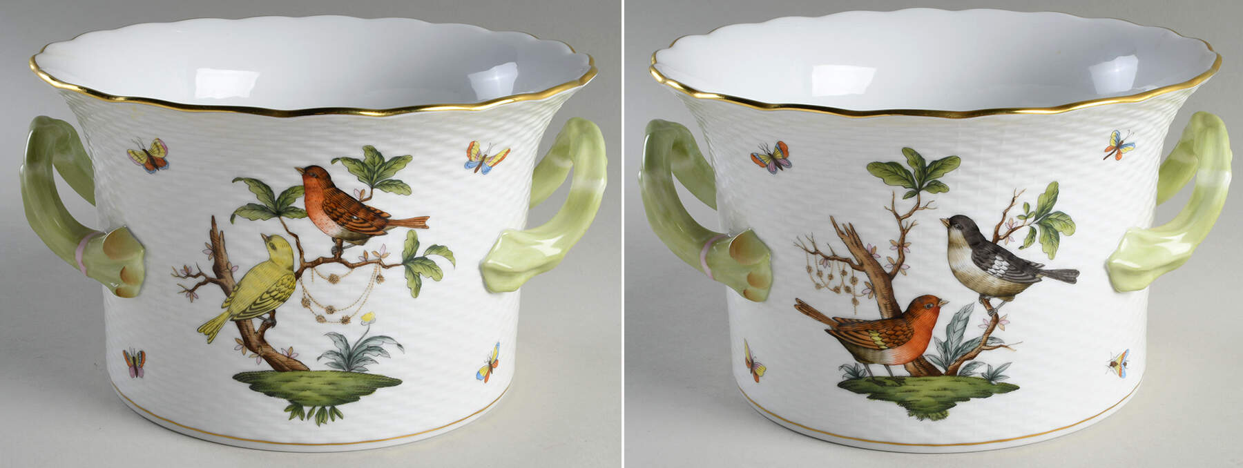 Rothschild Bird (RO) 6" Handled Cachepot by Herend-1