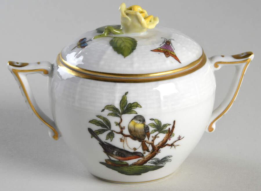 Rothschild Bird (RO) Sugar Bowl & Lid by Herend-1