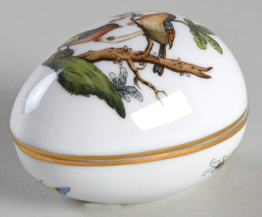 Rothschild Bird (RO) 2" Egg Box & Lid by Herend-1