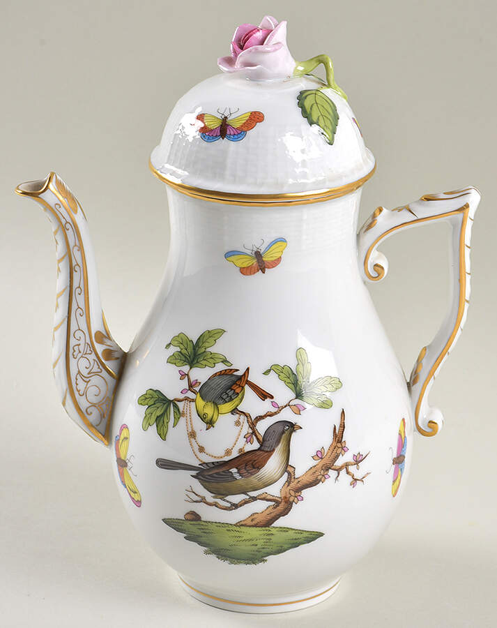 Rothschild Bird (RO) Small Coffee Pot & Lid by Herend-1