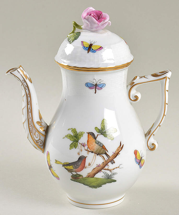 Rothschild Bird (RO) Individual Coffee Pot & Lid by Herend-1
